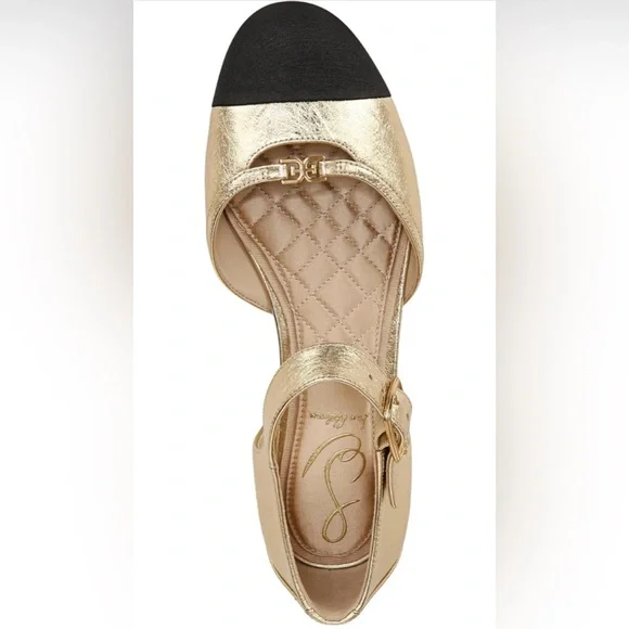 Sam Edelman Rylie Amber Gold&Black Shoes size 6.5 NWOT Leather Fabric Upper - Picture 4 of 15